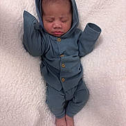 Tefua joined the competition — help win amazing prizes! baby, infant, blue_clothing, hood, sleeping, blanket, soft_texture, feet, newborn, person, cute, lying_down, indoors, peaceful, portrait, small_hands, small_feet, warm_clothing, child, resting