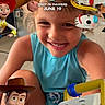 animated_characters, animation, blonde_hair, blue_shirt, buzz_lightyear, child, closeup, colorful, digital_overlay, dolly, duke_caboom, forky, happy, indoor, jessie, movie_promotion, playful, smiling, toy_story, woody