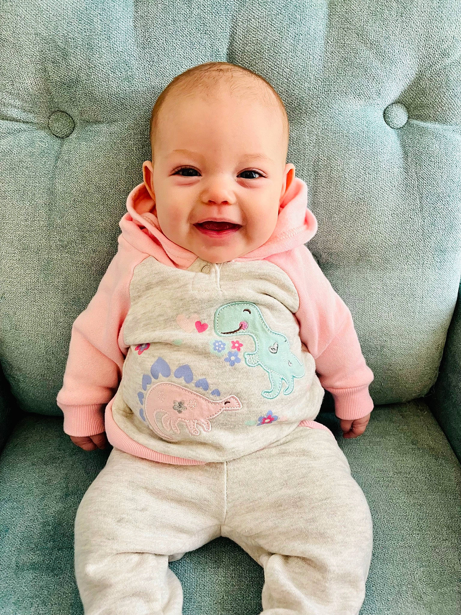Annabelle joined the competition — help win amazing prizes! arm, baby, baby_toddler_clothing, cheek, collar, comfort, eye, happy, head, iris, joy, lip, nose, person, pink, product, skin, sleeve, smile, t_shirt