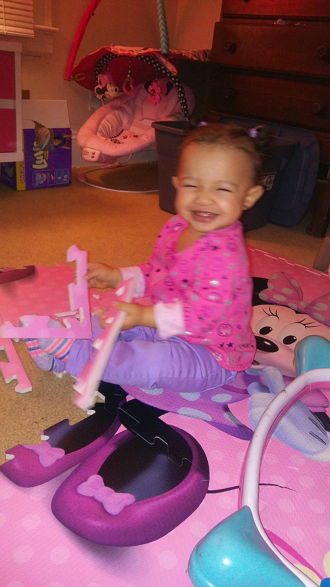 Ja'Niya is registered to the contest to win money with this photo: child, joy, person, pink, play, toddler