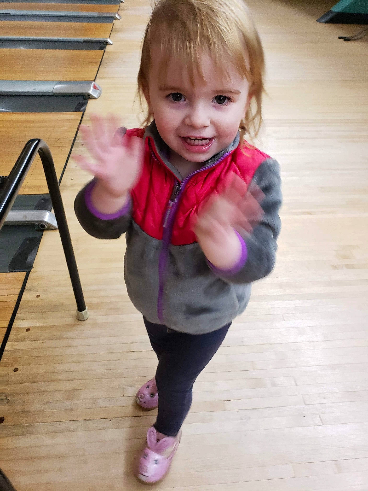 Violet joined the competition — help win amazing prizes! cheek, child, child_model, joy, magenta, outerwear, person, pink, play, smile, standing, toddler
