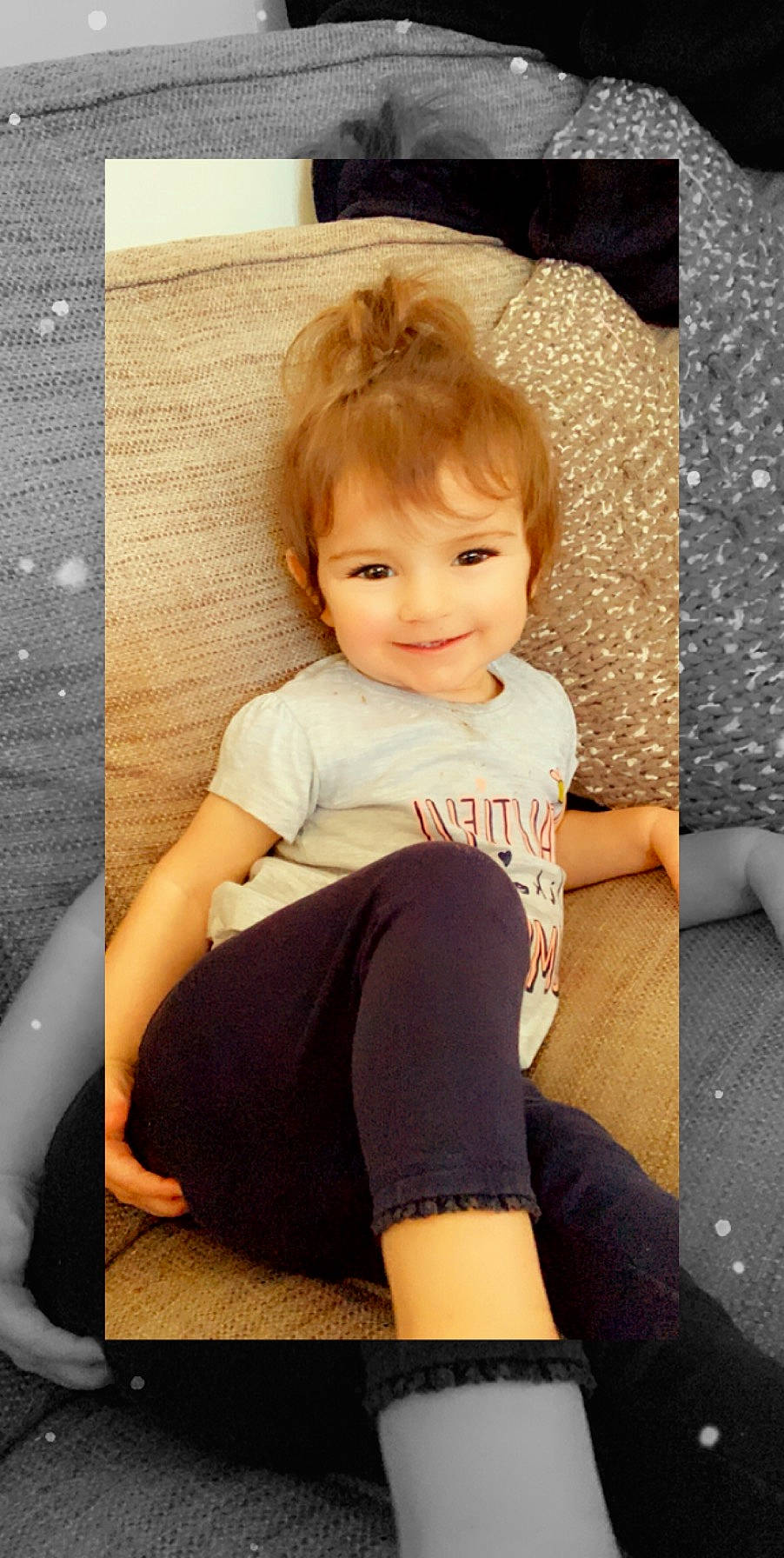 Lola joined the competition — help win amazing prizes! arm, baby, cheek, child, child_model, joy, leg, person, sitting, sportswear, t_shirt, thigh, toddler