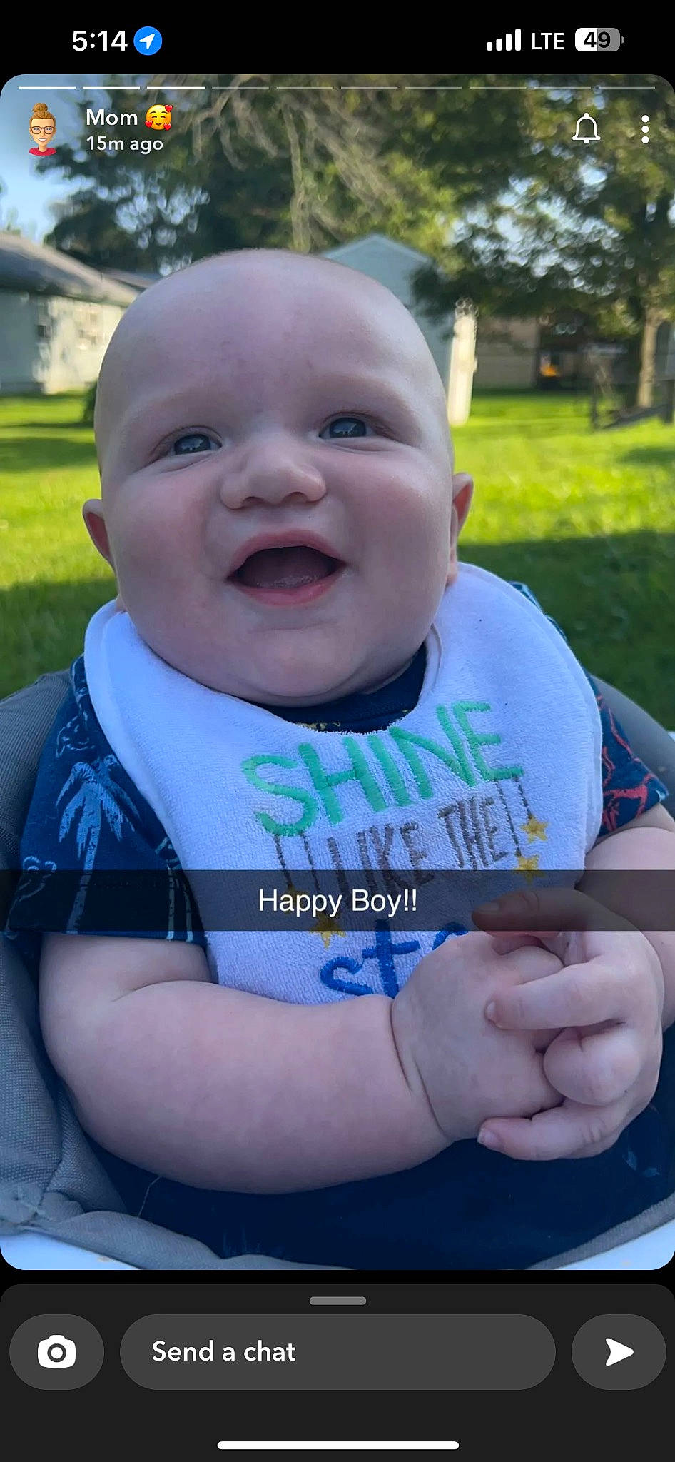 Dj is registered to the contest to win money with this photo: baby, baby_laughing, baby_toddler_clothing, child, cool, electric_blue, finger, fun, grass, happy, lawn, leisure, people_in_nature, person, plant, recreation, sitting, smile, t_shirt, toddler