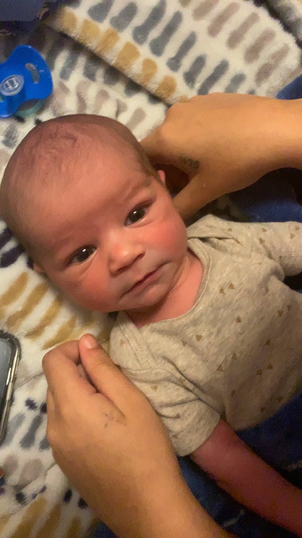 Emerson is registered to the contest to win money with this photo: baby, baby_toddler_clothing, cheek, child, chin, comfort, eyebrow, finger, fun, gesture, happy, head, iris, lip, mouth, nail, nose, person, skin, thumb