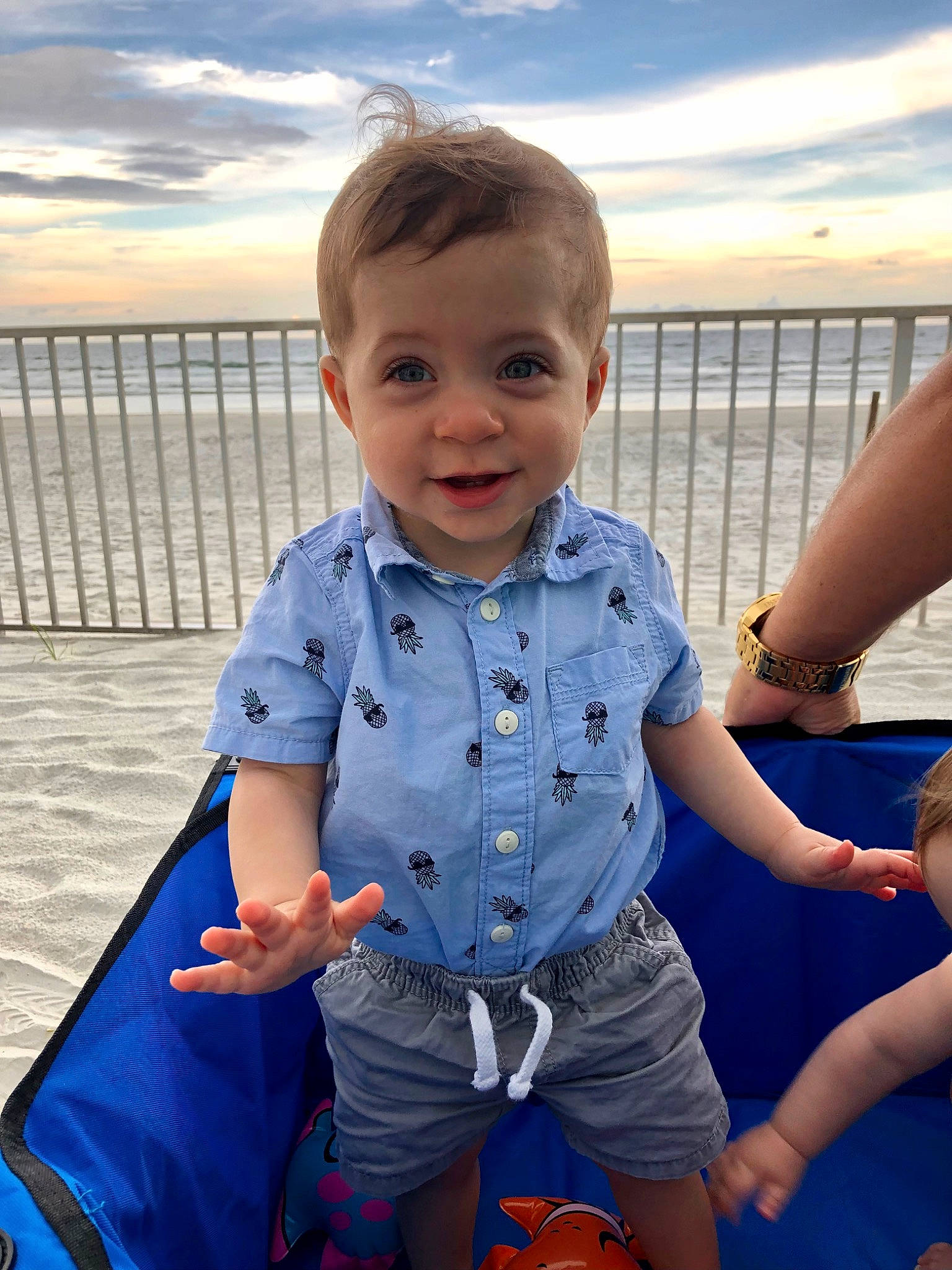 Joshua joined the competition — help win amazing prizes! azure, baby_toddler_clothing, body_of_water, cloud, eye, facial_expression, hairstyle, happy, head, human, human_body, organ, person, product, shorts, skin, sky, sleeve, smile, standing