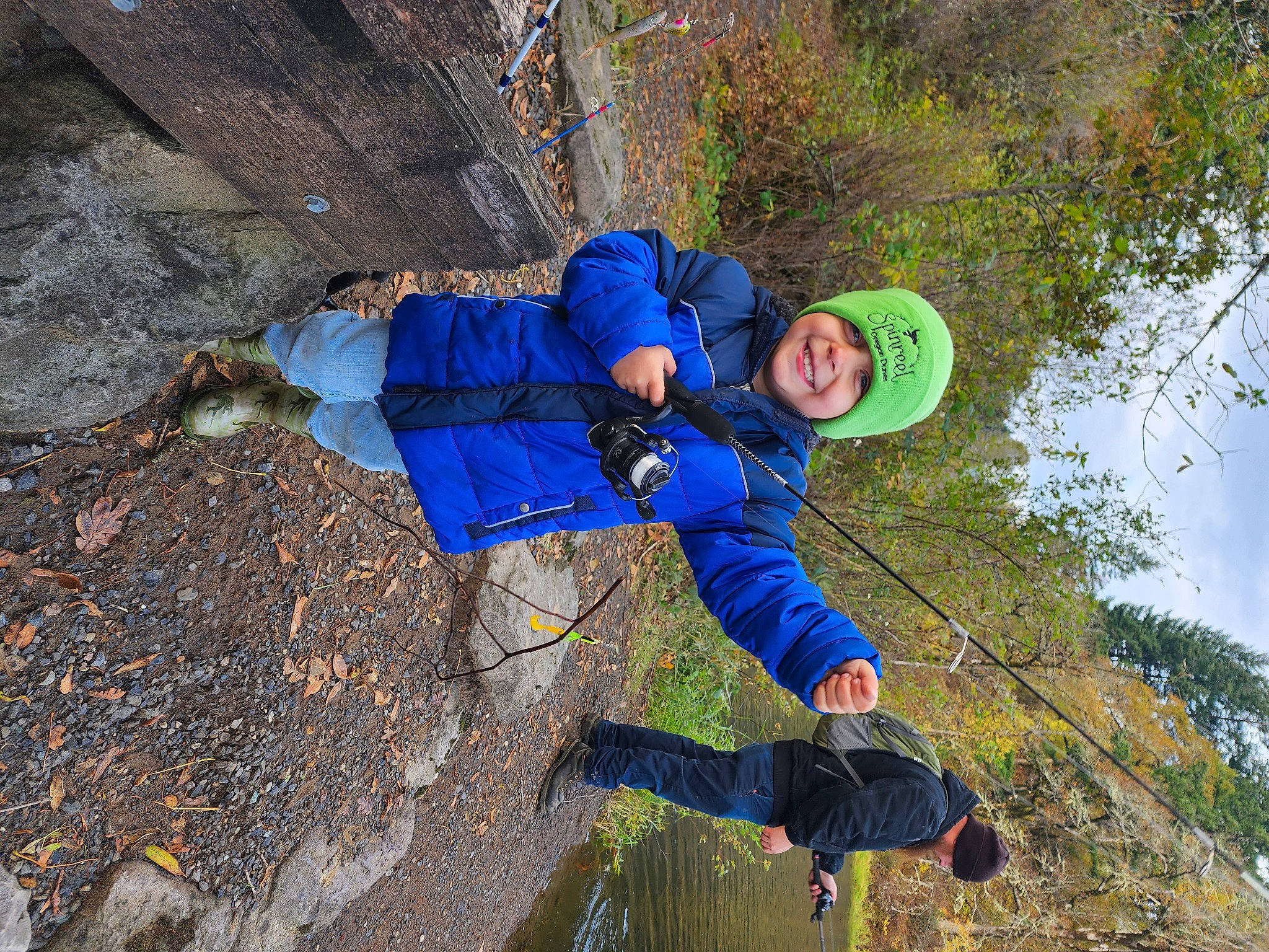 Korbin joined the competition — help win amazing prizes! adventure, clothing, electric_blue, fun, grass, headwear, joy, lake, leisure, outdoor_recreation, outdoor_shoe, people_in_nature, person, personal_protective_equipment, plant, recreation, sky, smile, soil, sweatpant