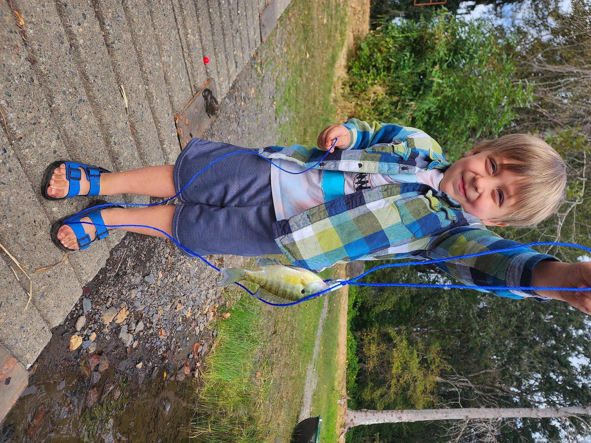 Korbin joined the competition — help win amazing prizes! child, denim, electric_blue, fun, grass, happy, human_leg, joy, leisure, pattern, people_in_nature, person, plant, recreation, shadow, smile, soil, toddler, tree, walking_shoe