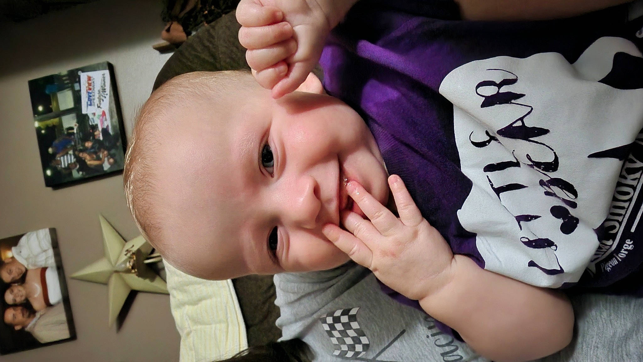 Kenslee joined the competition — help win amazing prizes! baby, cheek, child, chin, eyebrow, eyelash, facial_expression, finger, gesture, hand, happy, joy, mouth, nose, people, person, picture_frame, skin, sleeve, smile