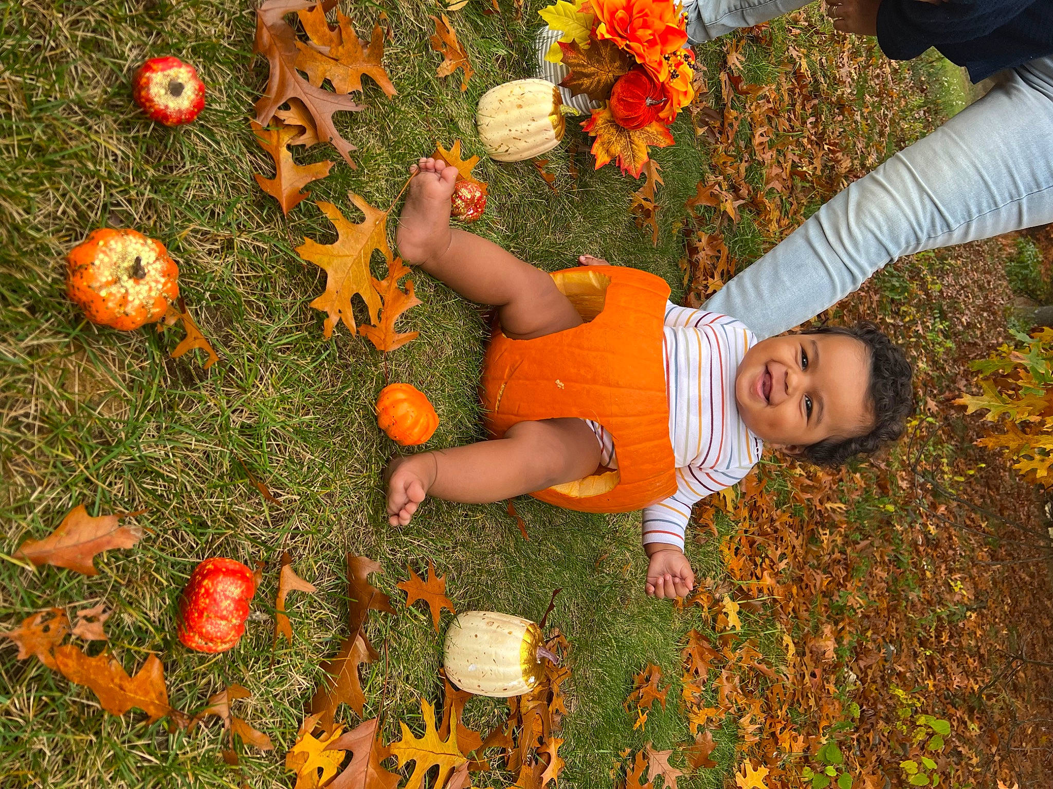 Julian is registered to the contest to win money with this photo: calabaza, cucurbita, dress, fun, gourd, grass, green, happy, jeans, joy, leaf, leisure, orange, people_in_nature, person, plant, pumpkin, shoe, shorts, sunglasses