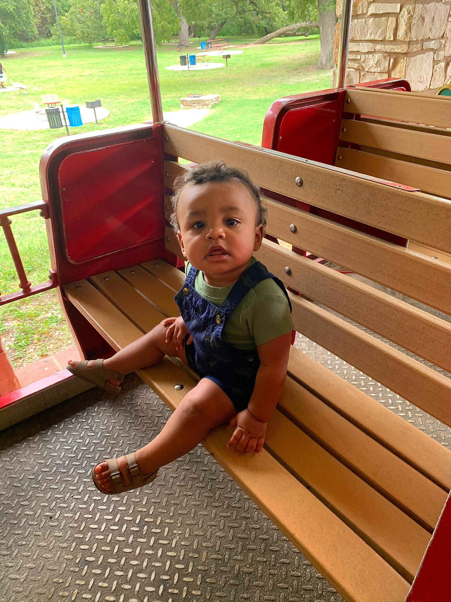 Kyrin is registered to the contest to win money with this photo: beauty, bench, child, flooring, fun, grass, green, human_settlement, leisure, outdoor_furniture, person, plant, product, public_space, recreation, sitting, skin, summer, toddler, tree