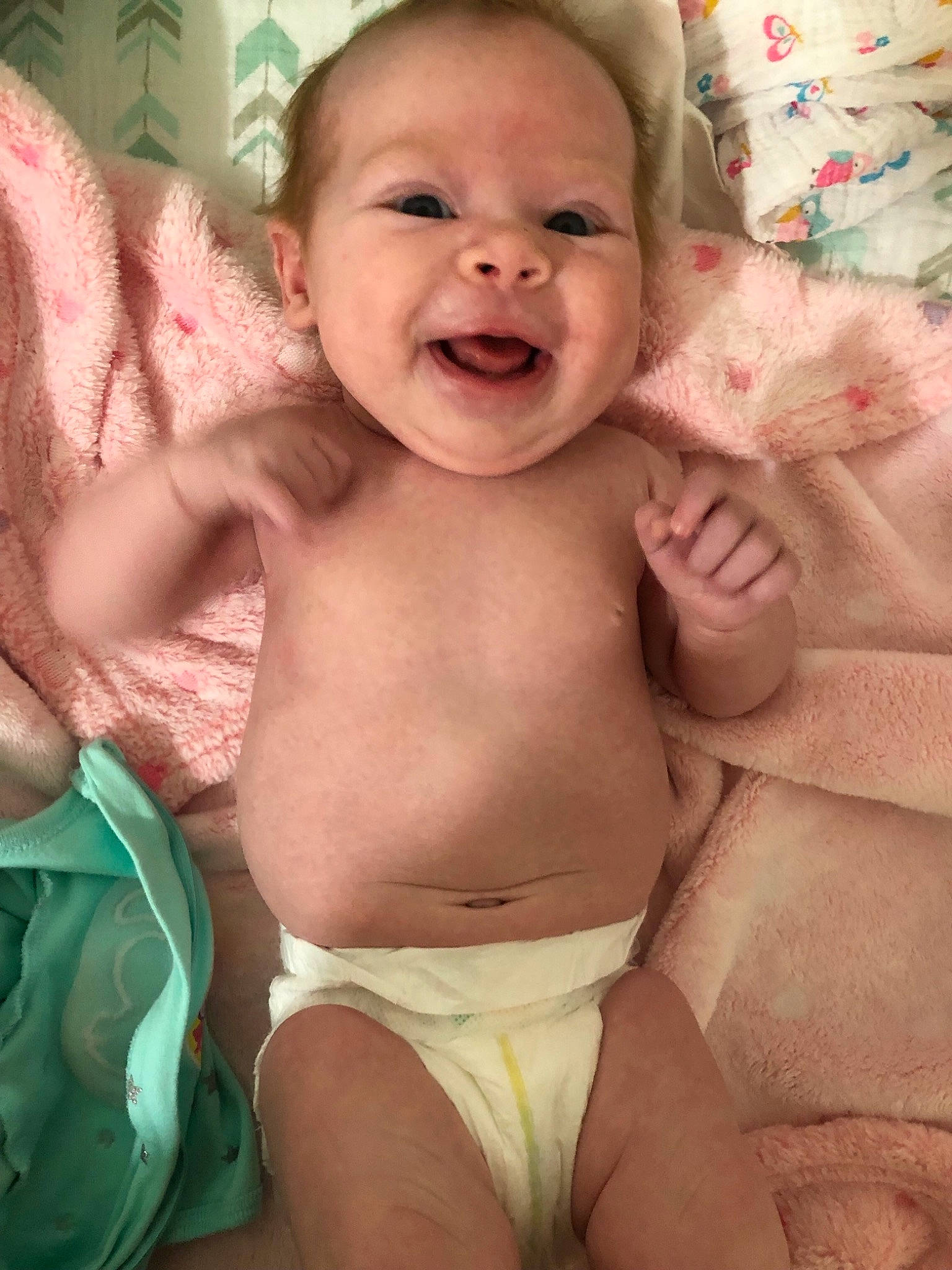 Kira joined the competition — help win amazing prizes! abdomen, baby, baby_making_funny_faces, cheek, chest, child, diaper, eye, face, facial_expression, head, laugh, lip, mouth, muscle, nose, person, skin, smile, thumb