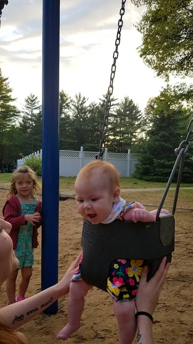 Kira joined the competition — help win amazing prizes! child, fun, leisure, outdoor_play_equipment, person, play, playground, public_space, recreation, summer, swing, toddler, vacation