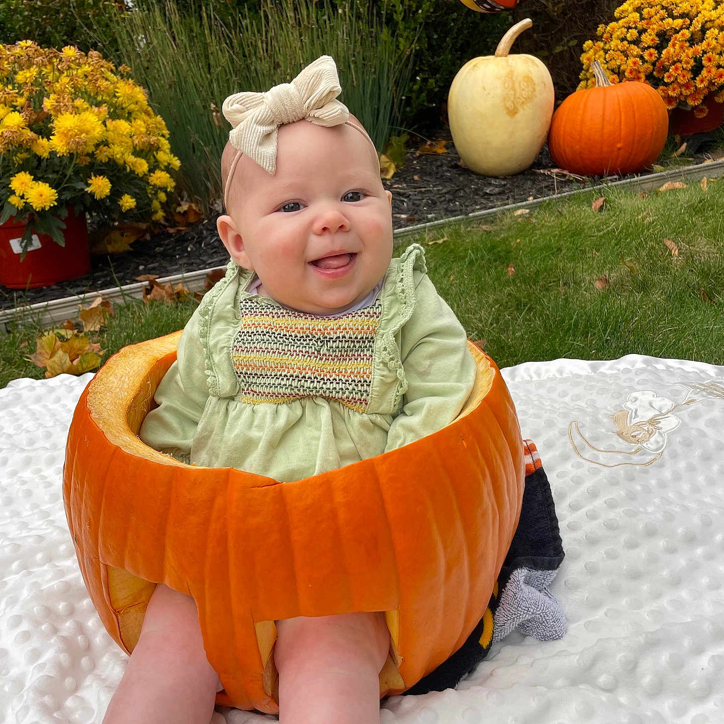 Karmen joined the competition — help win amazing prizes! baby, clothing, costume, face, food, grass, head, jar, person, photography, plant, planter, portrait, pottedplant, pottery, produce, pumpkin, squash, vase, vegetable