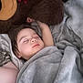 bedtime, blanket, child, comfort, covered, cozy, cuddly, cute, face, indoors, nap, peaceful, person, plush_toy, relaxation, rest, sleeping, soft, teddy_bear, young_child