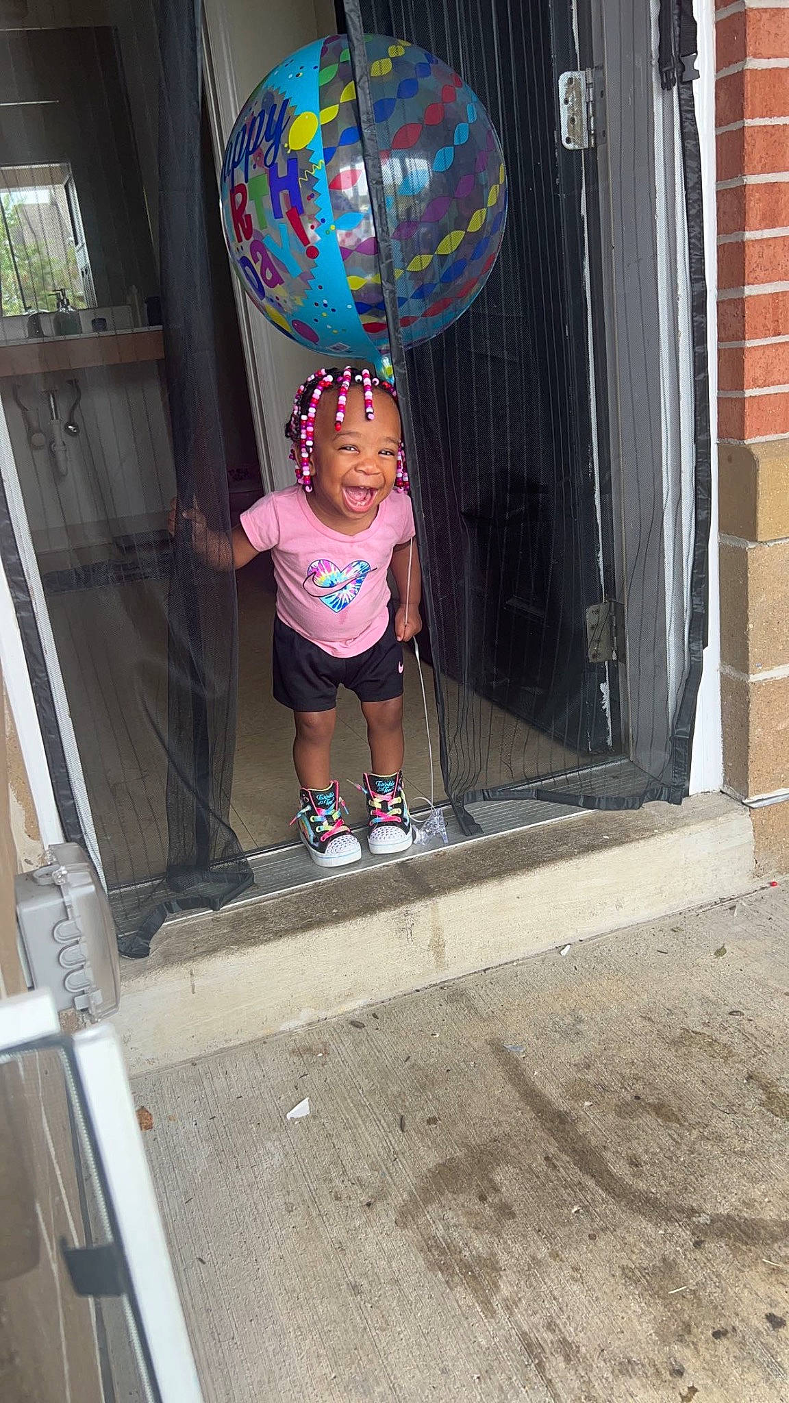 Nova joined the competition — help win amazing prizes! art, ball, balloon, child, door, football, fun, glass, human_leg, leisure, magenta, party_supply, person, shorts, sidewalk, t_shirt, thigh, toddler, toy, vacation