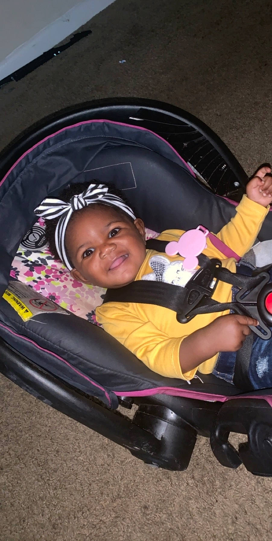 Kassidy is registered to the contest to win money with this photo: baby_carriage, baby_products, car_seat, joy, person, product, vehicle