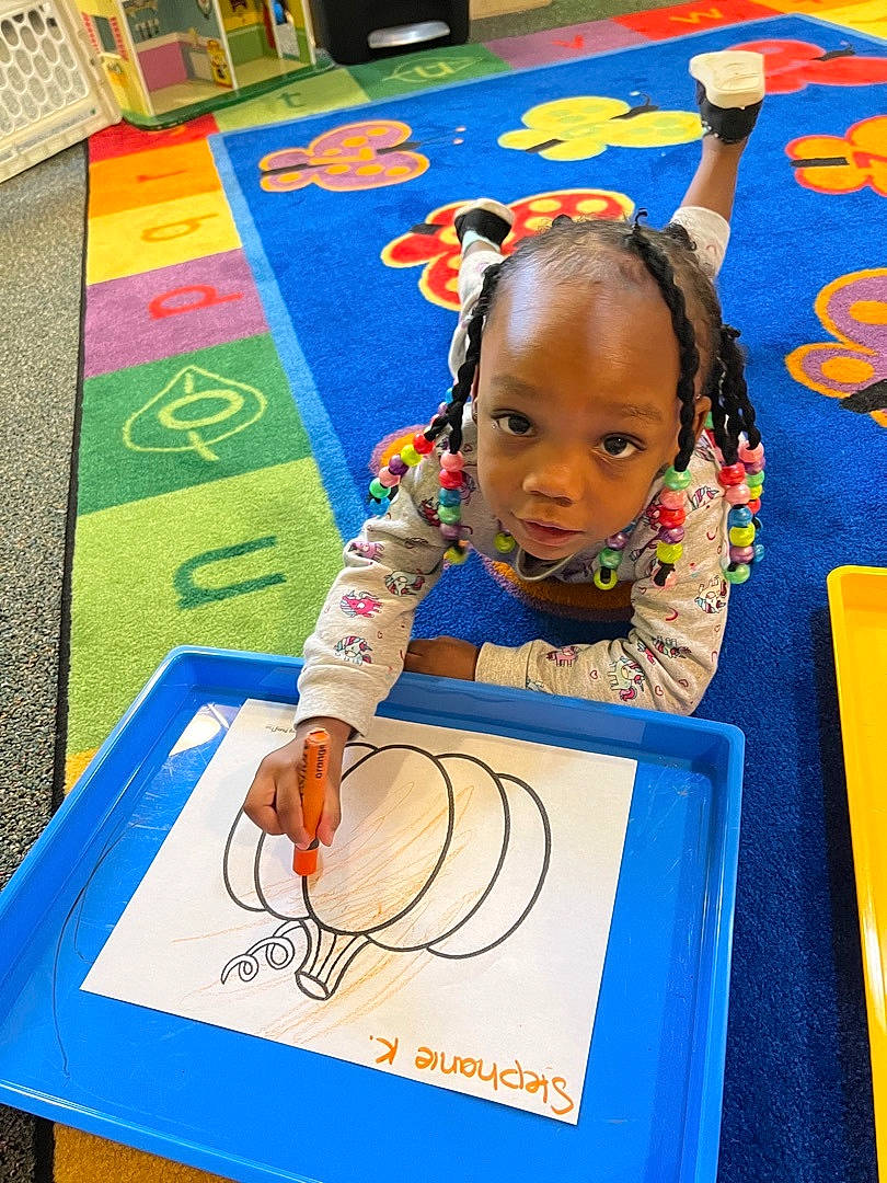 Stephanie is registered to the contest to win money with this photo: art, artist, blue, child, child_art, flooring, fun, green, happy, kindergarten, learning, leisure, paint, person, play, playmat, recreation, room, toddler, visual_arts