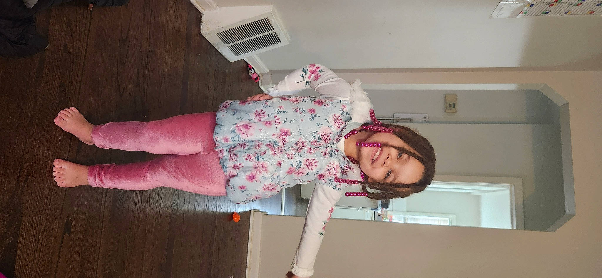 Makyah is registered to the contest to win money with this photo: baby, baby_toddler_clothing, child, comfort, flooring, fun, human_leg, joy, lcd_projector, magenta, mechanical_fan, pattern, person, pink, product, room, skin, sleeve, sock, thigh