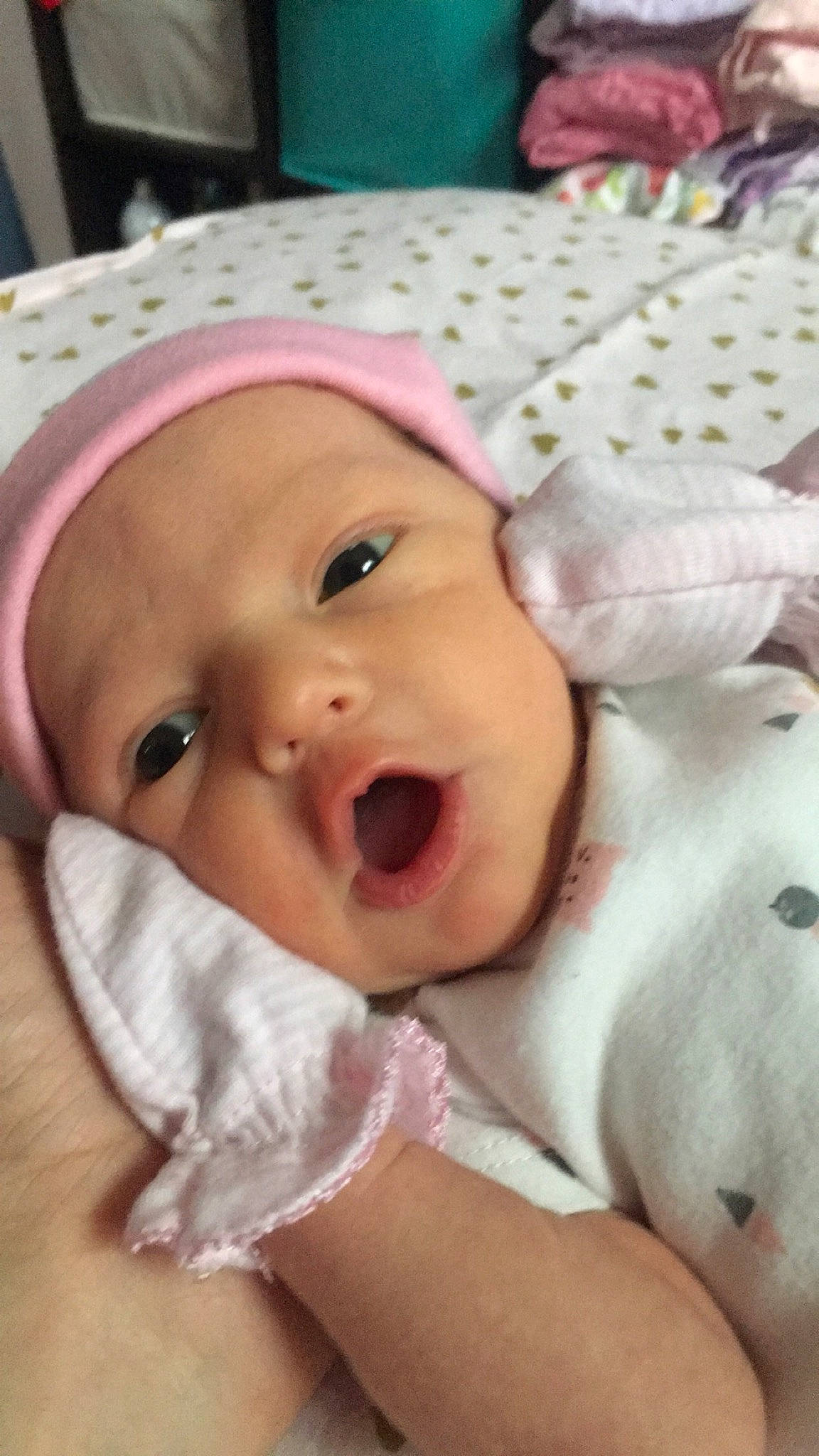 Vada is registered to the contest to win money with this photo: baby, baby_making_funny_faces, cheek, child, facial_expression, headwear, lip, mouth, nose, person, skin, smile, toddler