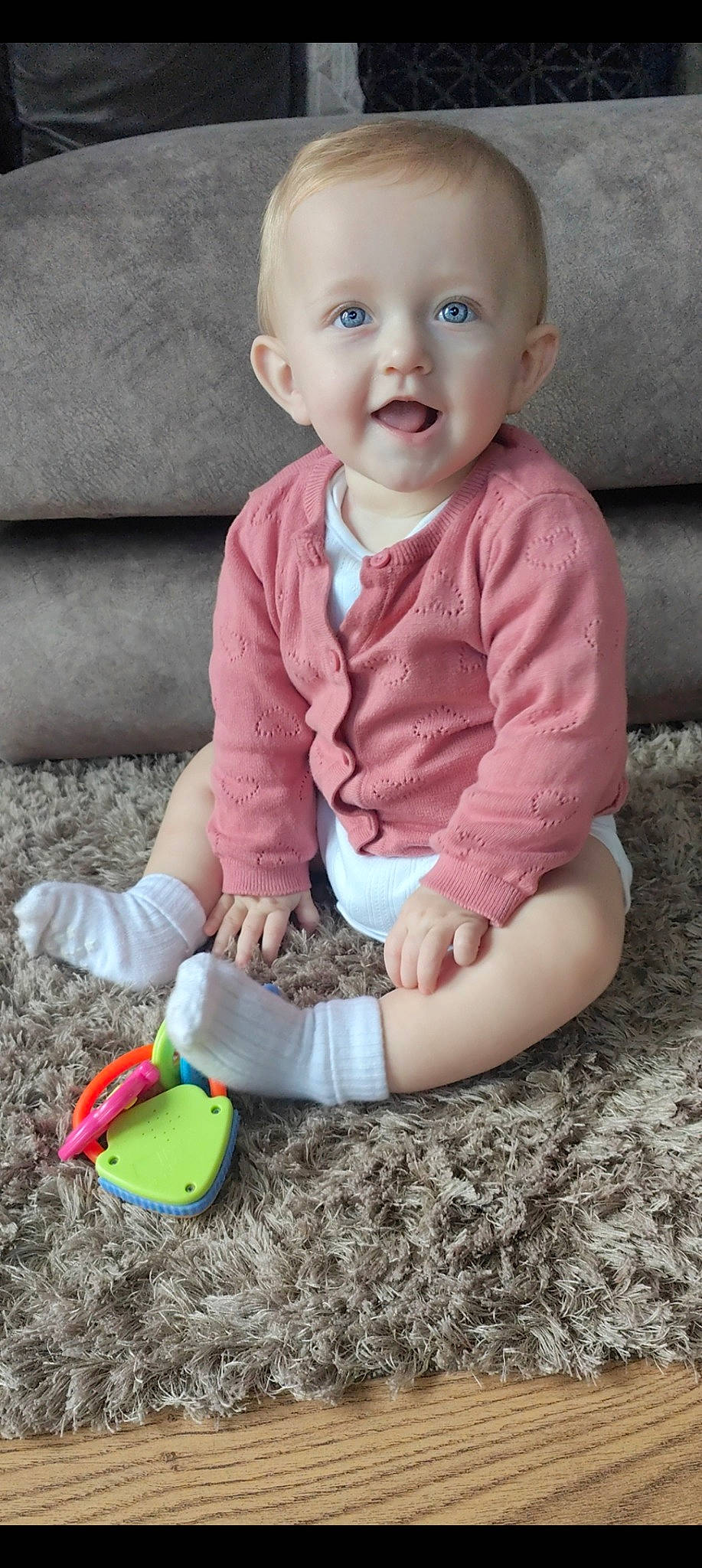 Parklyn joined the competition — help win amazing prizes! baby, baby_products, baby_toddler_clothing, cheek, child, fun, grass, happy, pattern, people_in_nature, person, photograph, pink, play, portrait_photography, sitting, sleeve, smile, soil, t_shirt