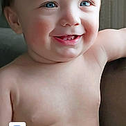 Björn joined the competition — help win amazing prizes! baby, child, smiling, blue_eyes, shirtless, portrait, happy, face, infant, skin, human, arm, hair, sitting, closeup, indoors, cute, expression, person, background