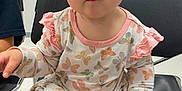 Gracelynn joined the competition — help win amazing prizes! adorable, baby, booties, butterfly_pattern, chair, child, clothing, curious, cute, dress, eyes, face, girl, headband, indoor, infant, looking_up, pink, sitting, small_hands