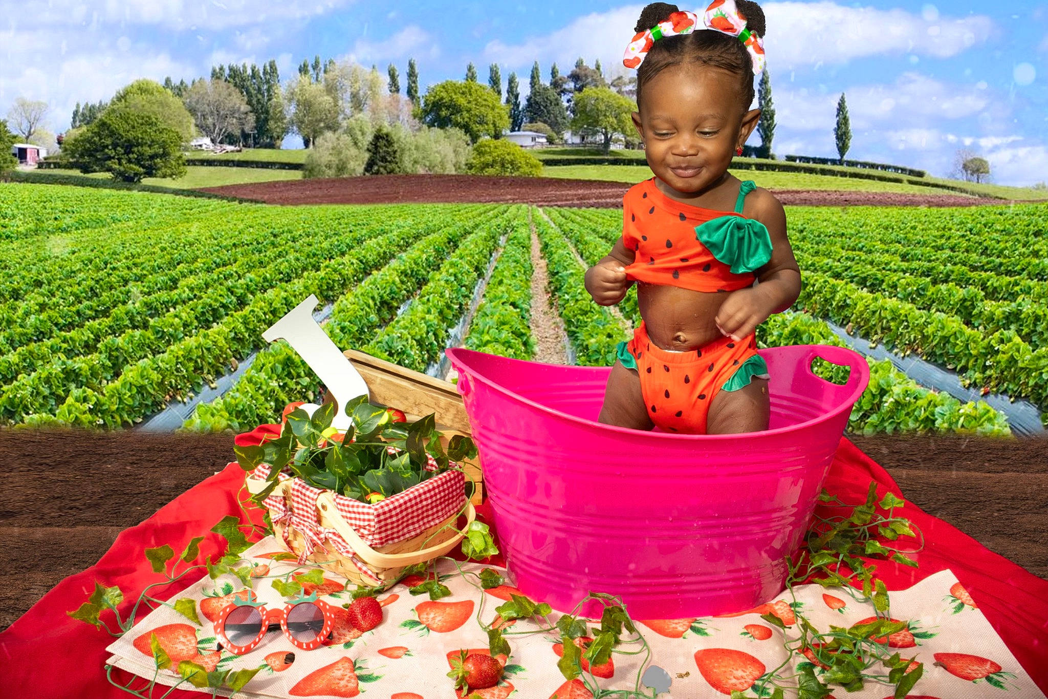 Joir joined the competition — help win amazing prizes! agriculture, basket, cloud, farmer, fruit, grass, green, happy, leisure, natural_foods, people_in_nature, person, plant, sky, smile, summer, tableware, toddler, tree, vegetable