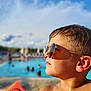 Gabriel participe au concours pour gagner de l'argent avec cette photo : child, boy, sunglasses, pool, water, summer, floatie, sunlight, wet_hair, outdoor, swimming_pool, recreation, sunny, portrait, closeup, vacation, leisure, skin, face, reflection