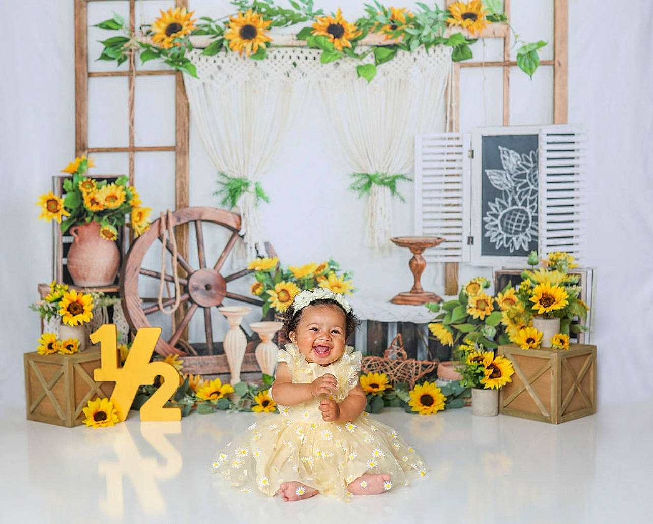 Aaliyah is registered to the contest to win money with this photo: baby, baby_toddler_clothing, event, floral_design, floristry, flower, flower_arranging, flowerpot, font, houseplant, orange, person, plant, product, rectangle, room, rose, toddler, wheel, window