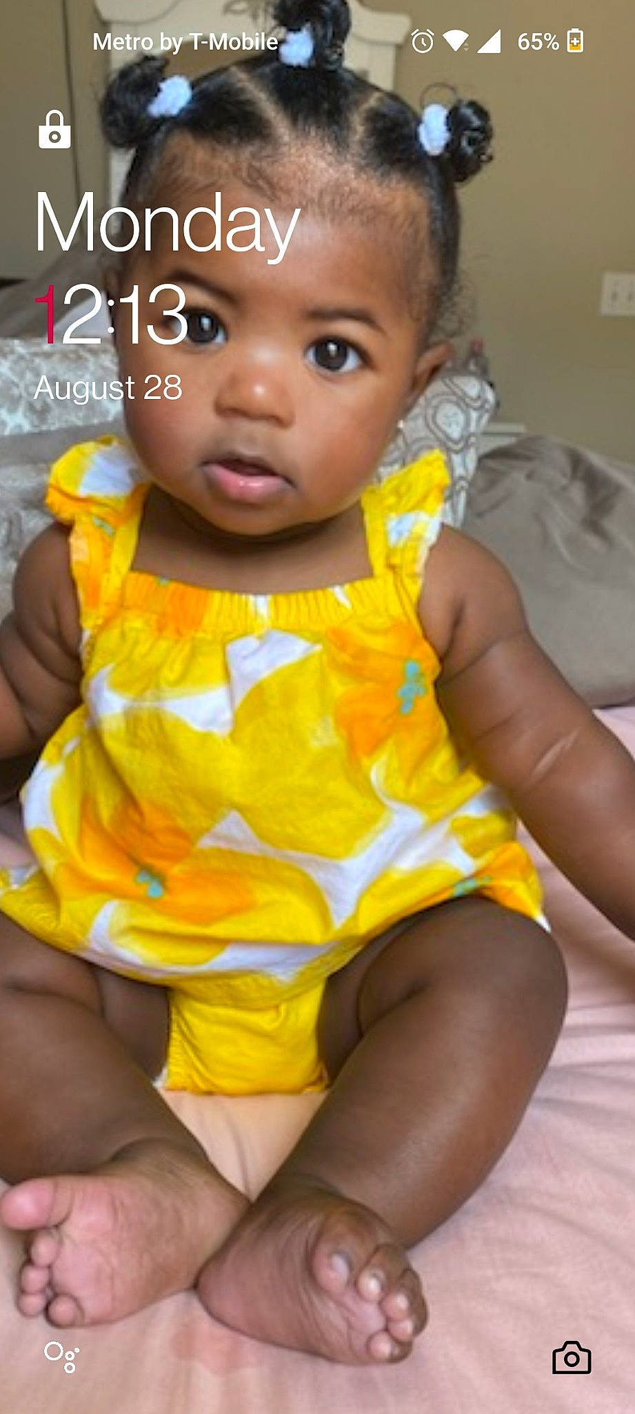 Wynter S. is registered to the contest to win money with this photo: baby, baby_toddler_clothing, black, cheek, eye, eyelash, face, finger, happy, head, iris, lip, mouth, nose, person, skin, sleeve, thigh, toddler, white