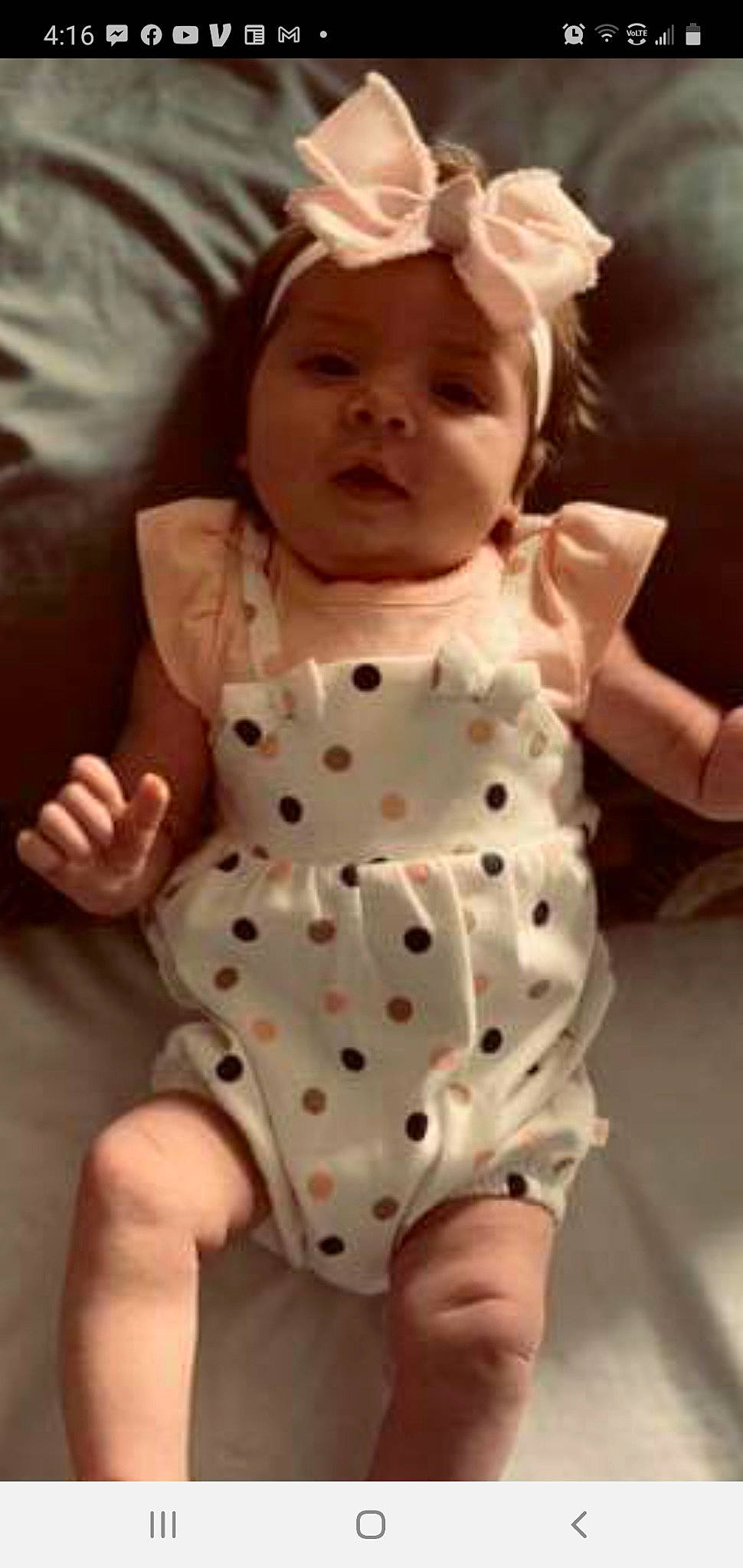 Kamryn joined the competition — help win amazing prizes! arm, baby, baby_products, baby_toddler_clothing, cheek, child, day_dress, dress, finger, hand, headband, headpiece, headwear, mouth, one_piece_garment, pattern, person, skin, sleeve, thumb