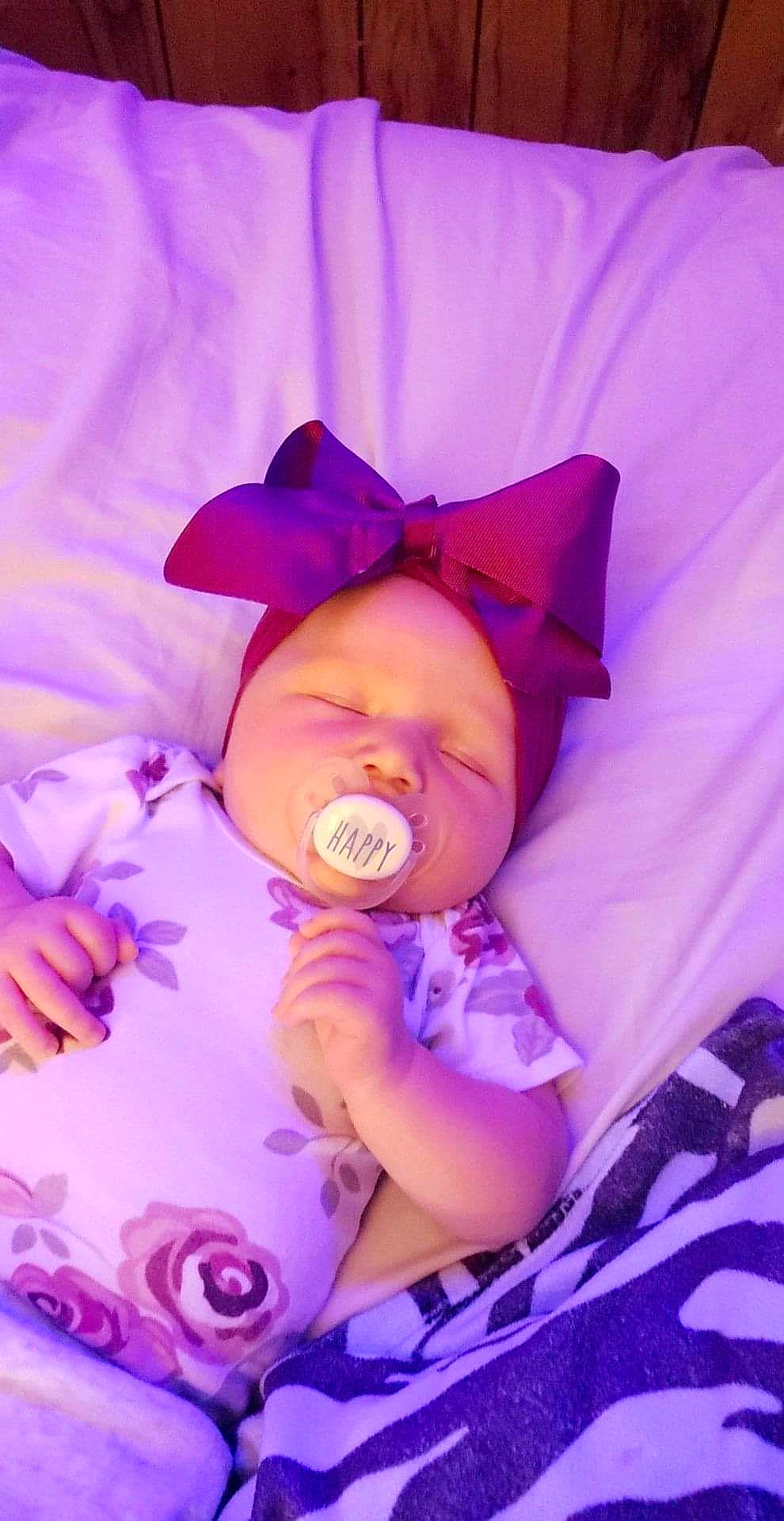 Jaelynn joined the competition — help win amazing prizes! baby, baby_toddler_clothing, bedtime, child, close_up, comfort, electric_blue, event, flower, fun, happy, iris, magenta, peach, person, petal, pink, purple, sleep, toddler