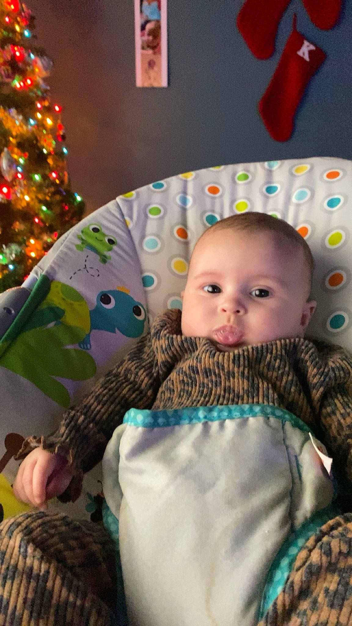 Kambree joined the competition — help win amazing prizes! baby, baby_products, baby_toddler_clothing, cheek, child, christmas, christmas_tree, comfort, event, fun, fur, green, happy, holiday, ornament, pattern, person, room, sitting, toddler