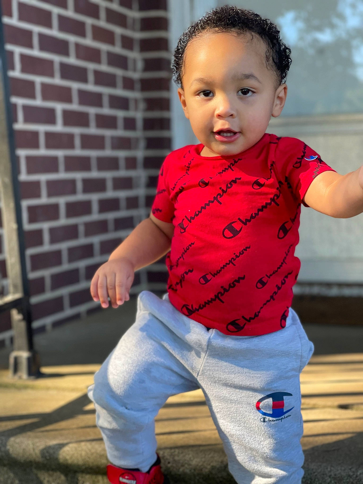 Asher joined the competition — help win amazing prizes! baby_toddler_clothing, child, cool, denim, electric_blue, face, fun, hairstyle, happy, joint, leisure, magenta, pattern, person, pink, shoulder, sleeve, sportswear, t_shirt, toddler