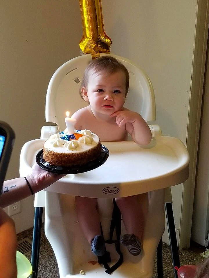 Russell joined the competition — help win amazing prizes! baby, baked_goods, baking, birthday, birthday_cake, buttercream, cake, child, dessert, food, icing, person, sweetness, table, toddler