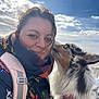 Oxalys a rejoint le concours — aidez-le/la à gagner de superbes lots ! affection, backpack, canine, clouds, collar, daylight, dog, floral_pattern, friendship, fur, happy, jacket, nature, outdoor, pet, portrait, scarf, sky, smile, woman