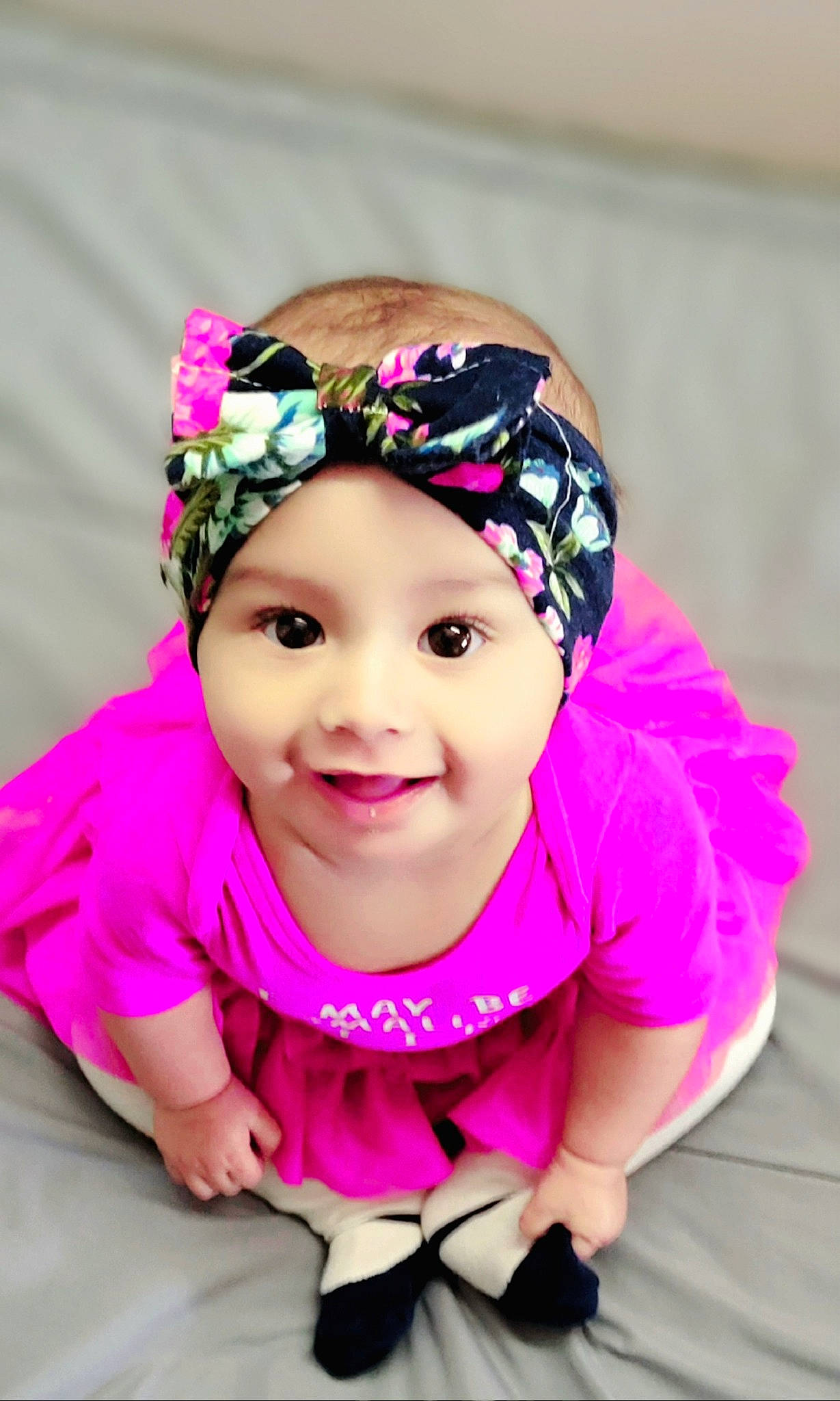 Chanel joined the competition — help win amazing prizes! baby, baby_toddler_clothing, cap, eye, eyelash, fashion_accessory, flash_photography, fun, happy, headband, headgear, headpiece, headwear, joy, knit_cap, magenta, person, pink, purple, sleeve