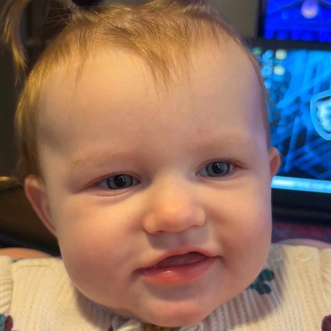 Mazzlynn joined the competition — help win amazing prizes! baby, babylaughing, blonde, computerhardware, electronics, face, frown, hair, happy, hardware, head, laughing, monitor, person, photography, portrait, sad, screen, smile, tv