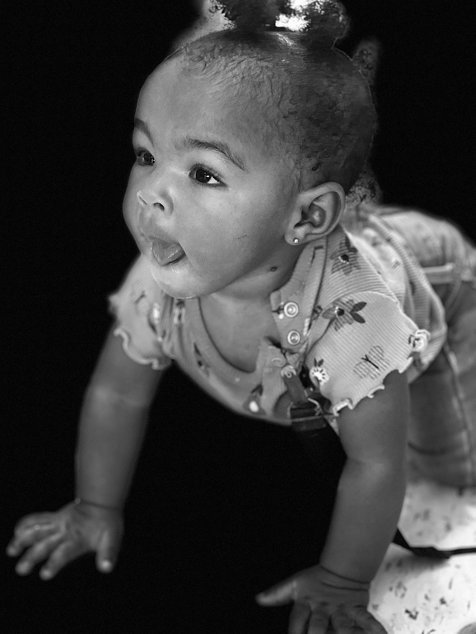 Aailiyah joined the competition — help win amazing prizes! baby_toddler_clothing, beauty, black_and_white, cheek, ear, eye, eyelash, flash_photography, happy, head, headgear, jewellery, monochrome, monochrome_photography, neck, organ, person, sleeve, style, toddler