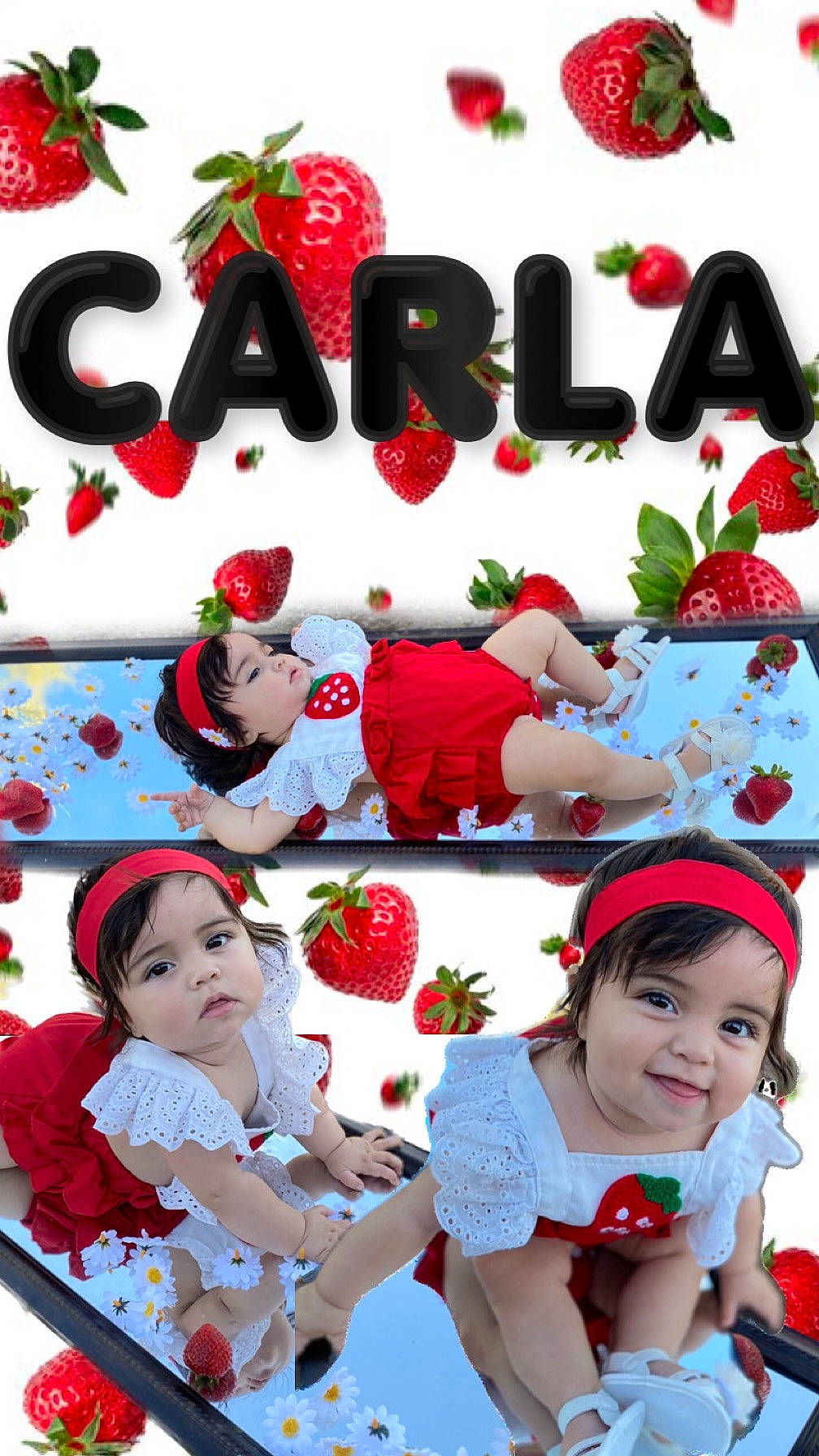 Carla is registered to the contest to win money with this photo: art, design, event, font, fruit, happy, hat, headgear, headwear, holiday, joy, pattern, person, petal, photograph, pink, plant, red, santa_claus, snapshot