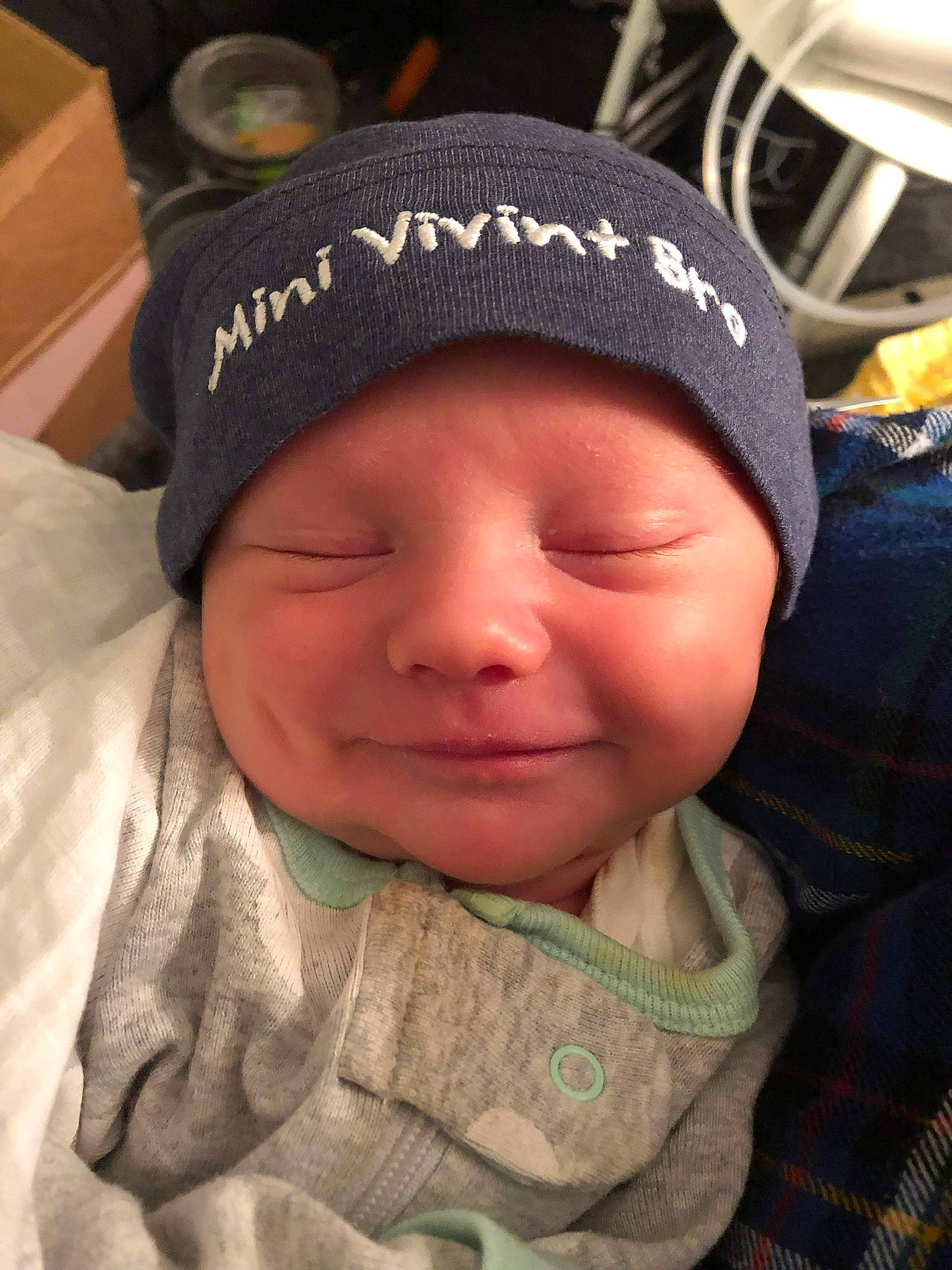 Ty is registered to the contest to win money with this photo: baby, beanie, bonnet, cap, cheek, child, cool, hat, headgear, headwear, joy, knit_cap, person, toddler