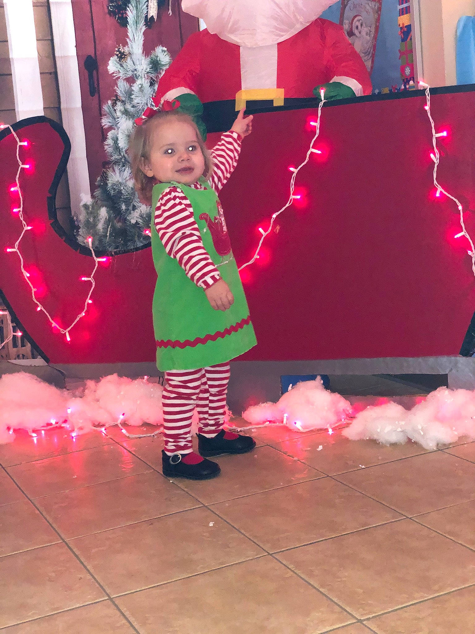 Ally joined the competition — help win amazing prizes! child, christmas, fun, magenta, person, pink, toddler, tree