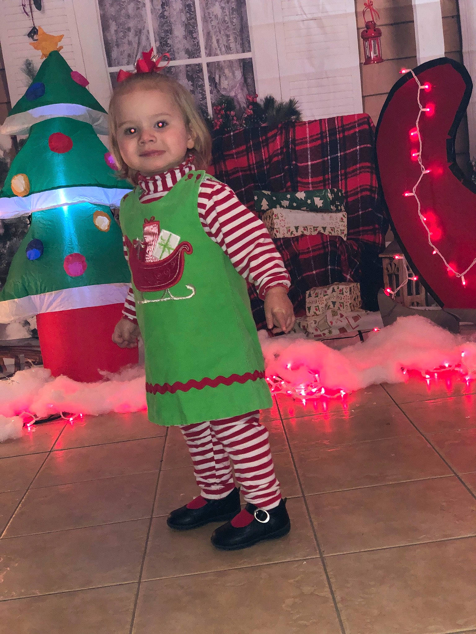 Ally joined the competition — help win amazing prizes! christmas, christmas_decoration, christmas_eve, christmas_tree, costume, fictional_character, fun, holiday, joy, person, toddler