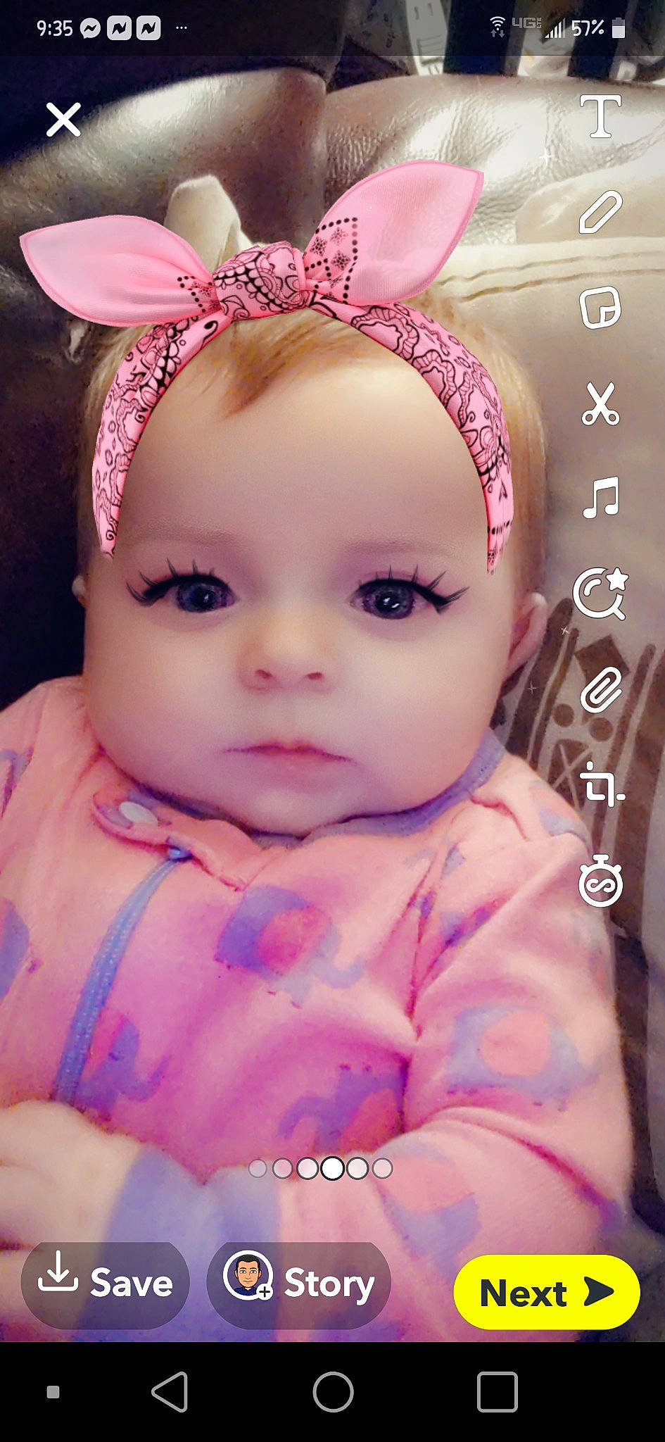 Brooklyn joined the competition — help win amazing prizes! baby, baby_toddler_clothing, cheek, child, eye, eyebrow, eyelash, happy, headband, headpiece, lip, magenta, nose, pattern, person, petal, pink, purple, skin, toddler