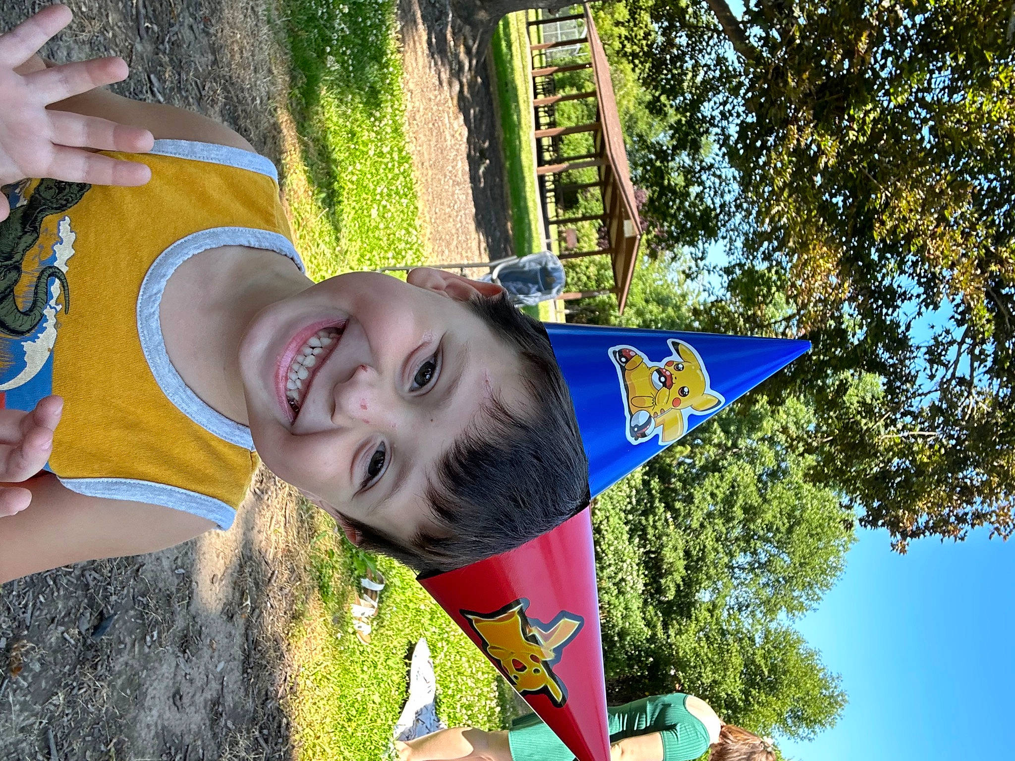 Jack joined the competition — help win amazing prizes! child, elbow, fun, grass, happy, hat, joy, laugh, leisure, people_in_nature, person, plant, pole, recreation, sky, smile, t_shirt, tree