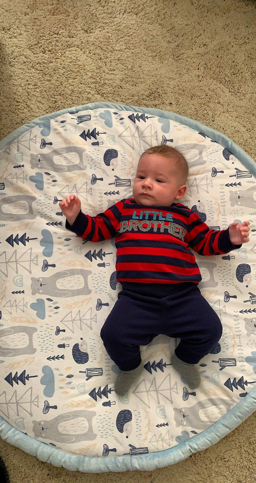 Jaxsen joined the competition — help win amazing prizes! arm, baby, baby_toddler_clothing, child, eye, facial_expression, floor, flooring, fun, happy, head, human_body, leisure, pattern, person, sleeve, standing, t_shirt, toddler, white