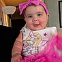 Aiyah is registered to the contest to win money with this photo: baby, child, clothing, cute, expression, face, fashion, fun, hand, happy, headwear, home, indoor, infant, person, pink_bow, portrait, smiling, toddler, tutu