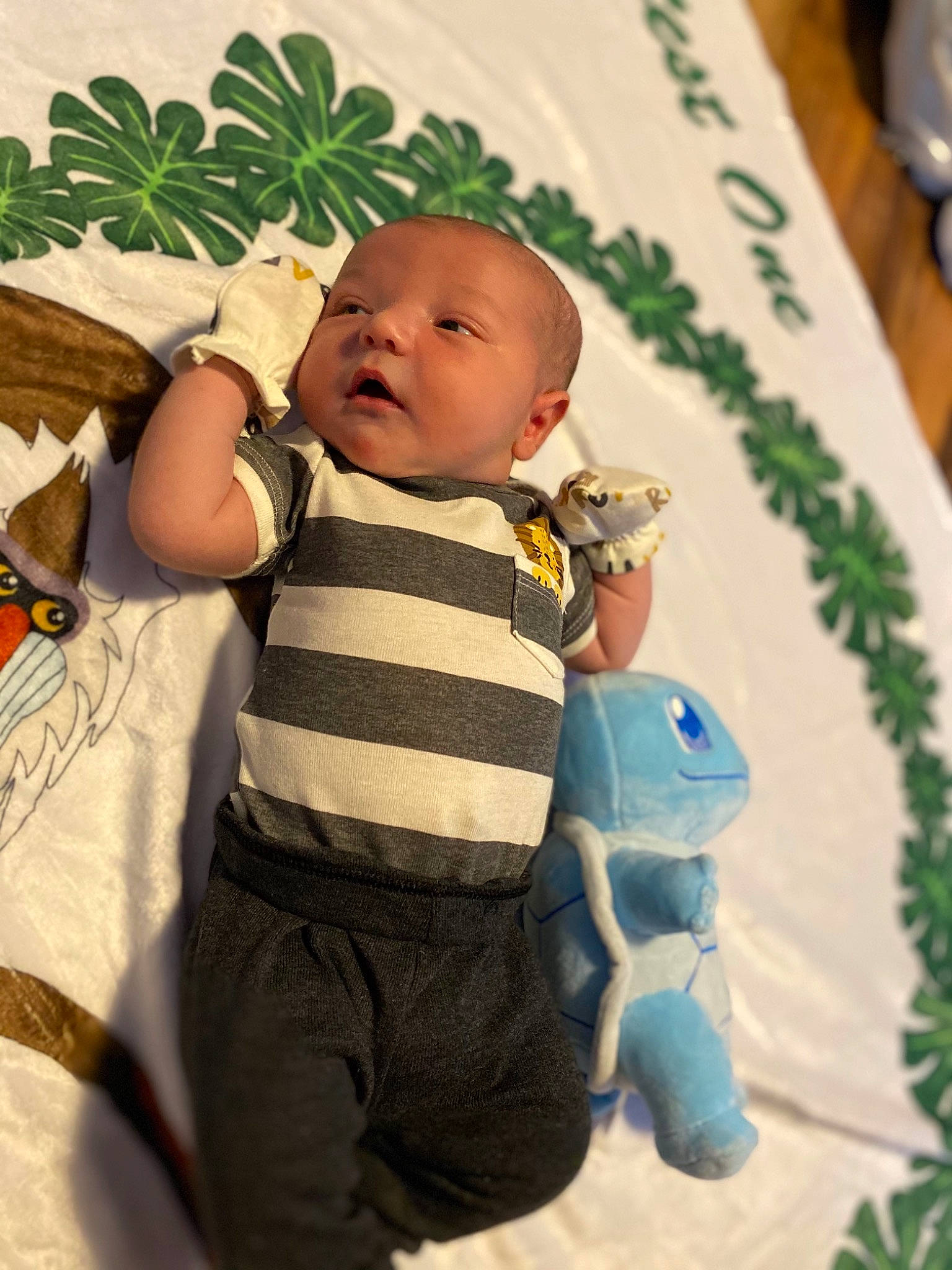 Xayden is registered to the contest to win money with this photo: baby, baby_products, baby_toddler_clothing, cheek, child, event, finger, flooring, fun, gesture, green, happy, icing, leisure, person, play, sitting, skin, sleeve, toddler