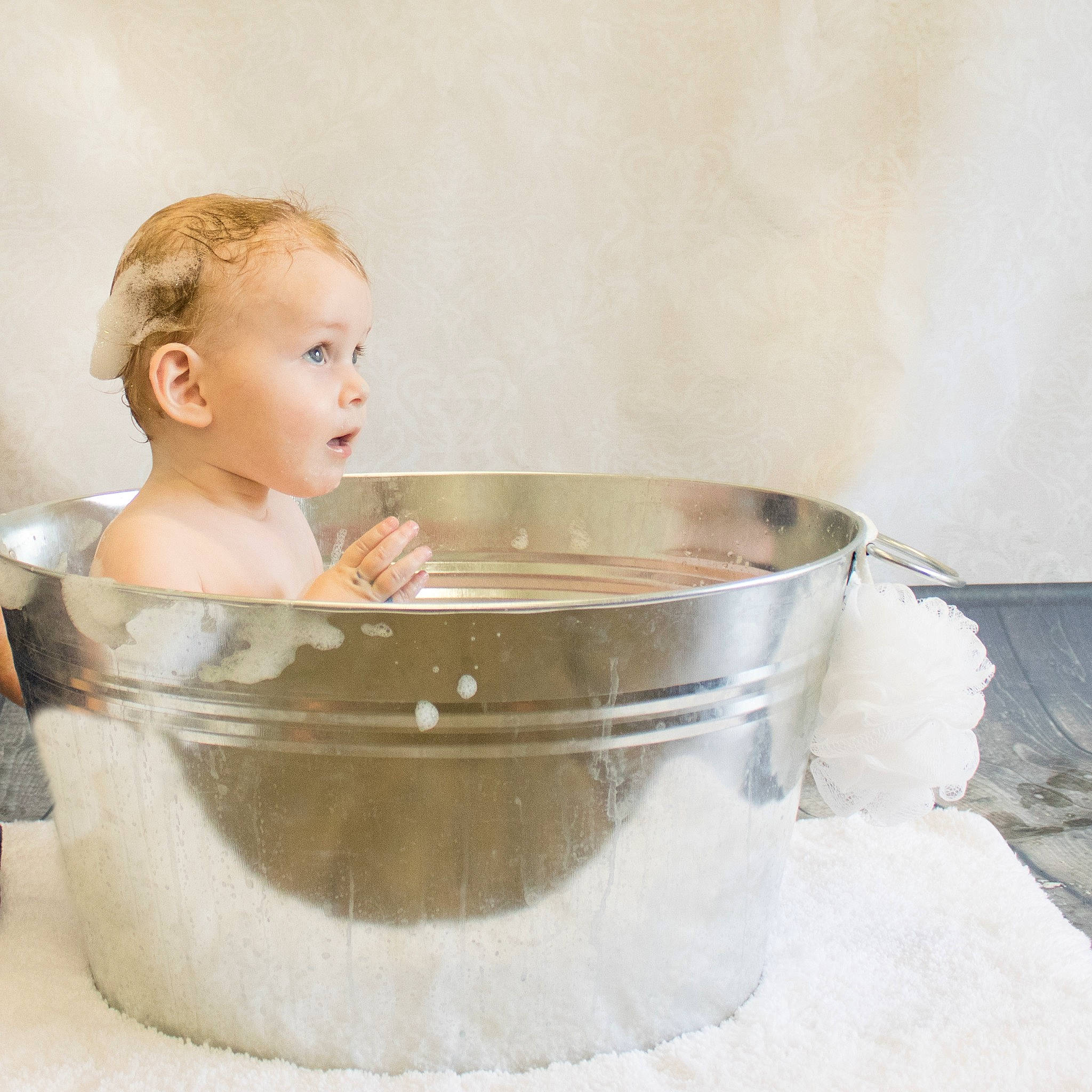 Bertie joined the competition — help win amazing prizes! art, baby, bathing, cooking, cookware_and_bakeware, eyelash, fashion_accessory, font, glass, jewellery, metal, oval, person, portrait_photography, room, serveware, still_life_photography, surprise, toddler, water