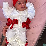 Kienna joined the competition — help win amazing prizes! accessories, baby, bed, bodypart, bonnet, cap, clothing, costume, couch, face, finger, furniture, glove, hand, hat, head, newborn, person, photography, portrait